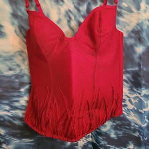 Vintage NWT Elle Cherry Flame Bustier Top Size 34B